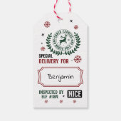 Geschenk-Tag von Santa - Elf überprüft Geschenkanhänger (Rückseite)