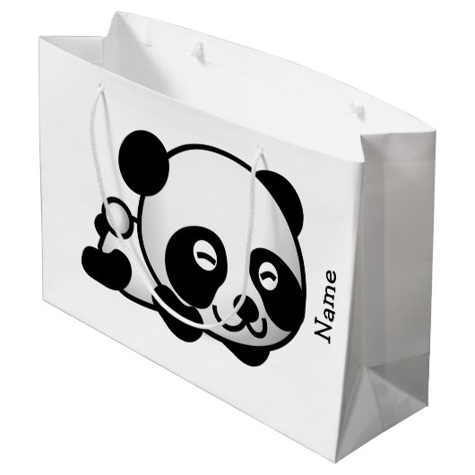 Geschenk-Tasche. Panda Große Geschenktüte (Rückseite Schrägansicht)
