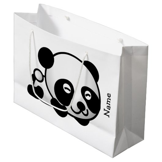 Geschenk-Tasche. Panda Große Geschenktüte (Vorderseite Schrägansicht)