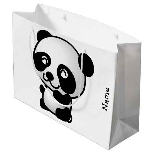 Geschenk-Tasche. Panda Große Geschenktüte (Rückseite Schrägansicht)