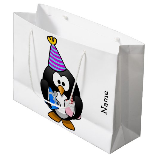Geschenk-Tasche. Penguin. Große Geschenktüte (Vorderseite Schrägansicht)