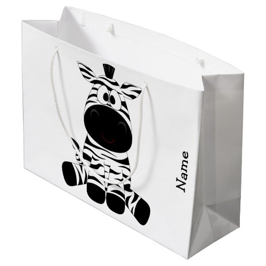 Geschenk-Tasche. Zebra. Große Geschenktüte (Rückseite Schrägansicht)