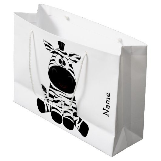 Geschenk-Tasche. Zebra. Große Geschenktüte (Vorderseite Schrägansicht)