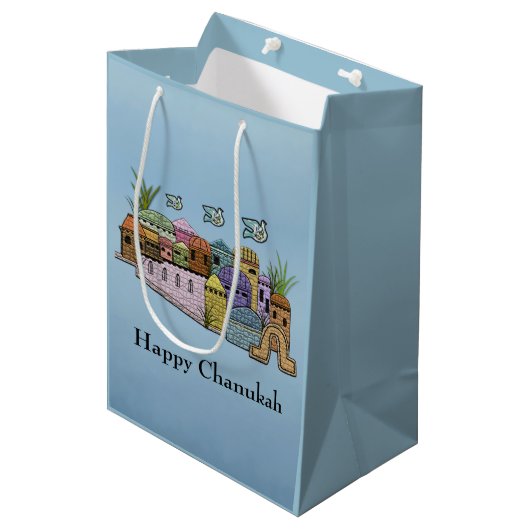 Geschenk-Taschen Jerusalems Chanukah Mittlere Geschenktüte (Vorderseite Schrägansicht)