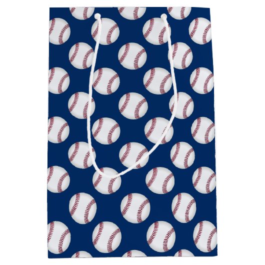 Geschenk-Taschenbaseball auf Blau Mittlere Geschenktüte (Vorderseite)