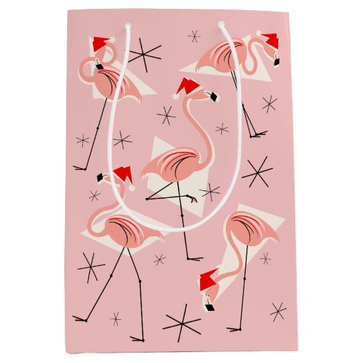 Geschenk-Taschenmedium Flamingo-Sankt rosa Mittlere Geschenktüte (Vorderseite)