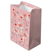 Geschenk-Taschenmedium Flamingo-Sankt rosa Mittlere Geschenktüte (Rückseite Schrägansicht)