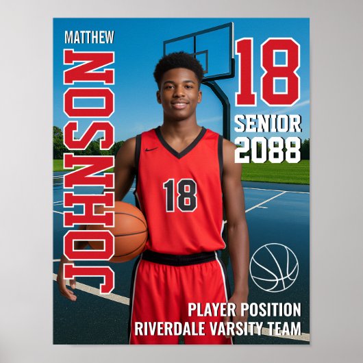 Geschenk Teamfoto Senior Basketballspieler Sport Poster (Vorne)