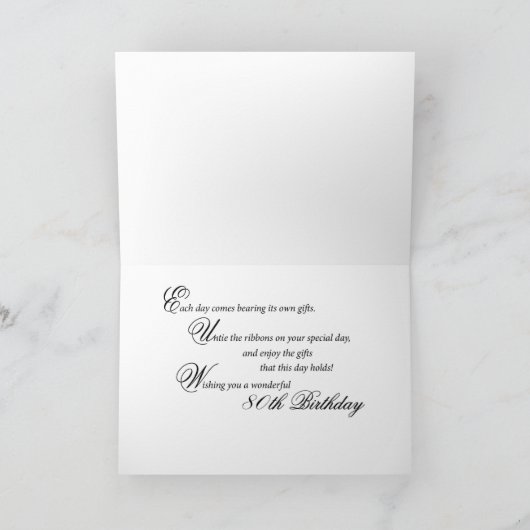 Geschenk und Lilien für 80 Jahre Karte (Innenseite)