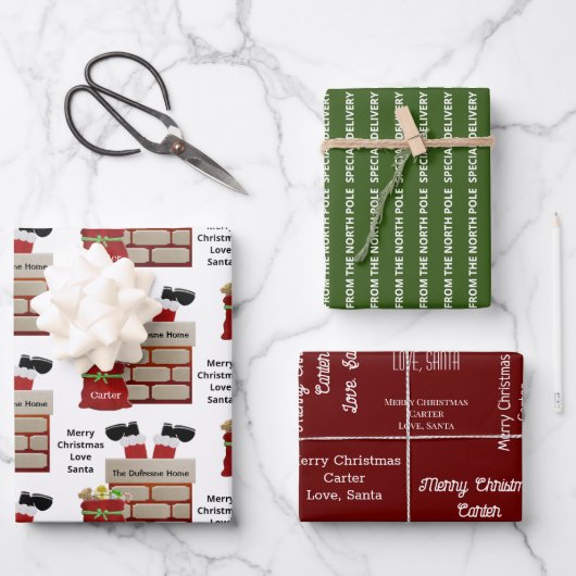 Geschenk vom Weihnachtsmann Personalisiert Geschenkpapier Set (Vorderseite)