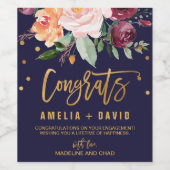 Geschenk von Autumn Floral Engagement Party Weinetikett (Einzelnes Label)