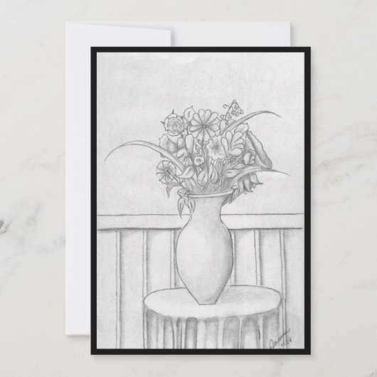 Geschenk von Blume - Schwarz Einladung (Vorderseite)