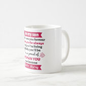Geschenk von Mutter zu Sohn Kaffeetasse (VorderseiteRechts)