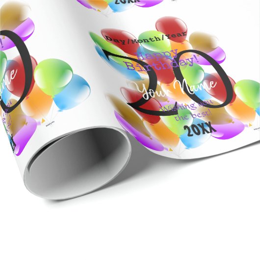 Geschenk Wrap Birthday Balloons HAMbyWG Geschenkpapier (Rolleneckpunkt)