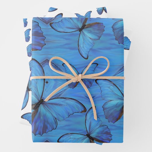 Geschenk Wrap Blauer Morpho Schmetterlinge Geschenkpapier Set (Beispiel)