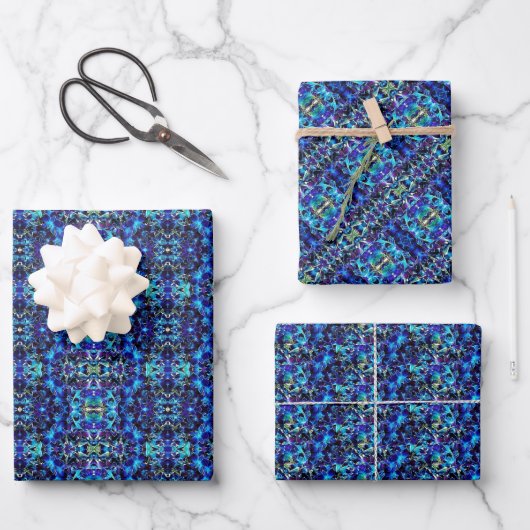 Geschenk Wrap Paper Blue & Lila Iris Geschenkpapier Set (Vorderseite)
