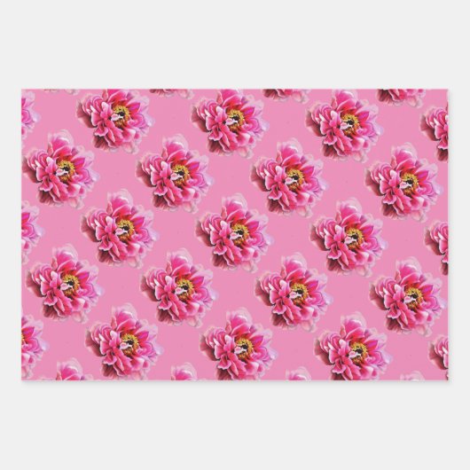 Geschenk Wrap Papier rosa Peonies. (Vorderseite)