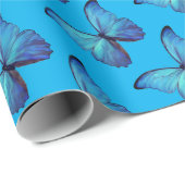 Geschenk Wrap Roll Blue Morpho Butterflies Geschenkpapier (Rolleneckpunkt)
