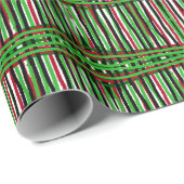 Geschenk Wrap Roll Rot, Grün Schwarz Weave Geschenkpapier (Rolleneckpunkt)