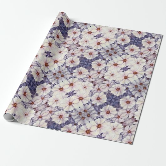 Geschenk Wrap Roll White African Daisies Geschenkpapier (Ungerollt)