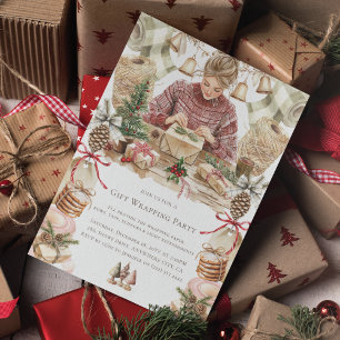 Geschenk Wrapping Partys Weihnachten Einladung