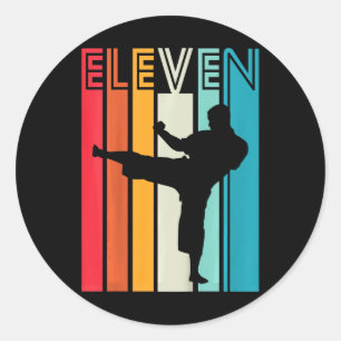 Geschenk zum 11. Geburtstag Karate Retro Taekwondo Runder Aufkleber