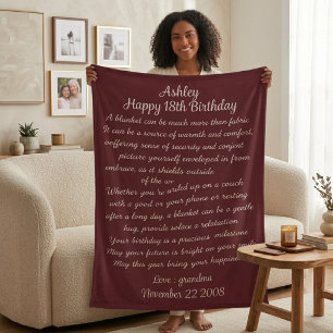 Geschenk zum 18. Geburtstag für Enkelin, personali Sherpadecke
