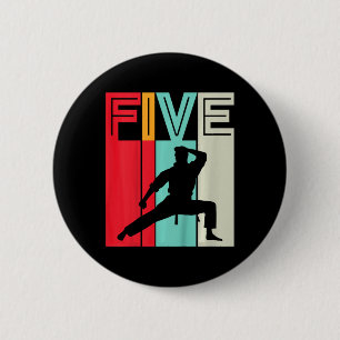 Geschenk zum 5. Geburtstag Karate Retro Taekwondo Button
