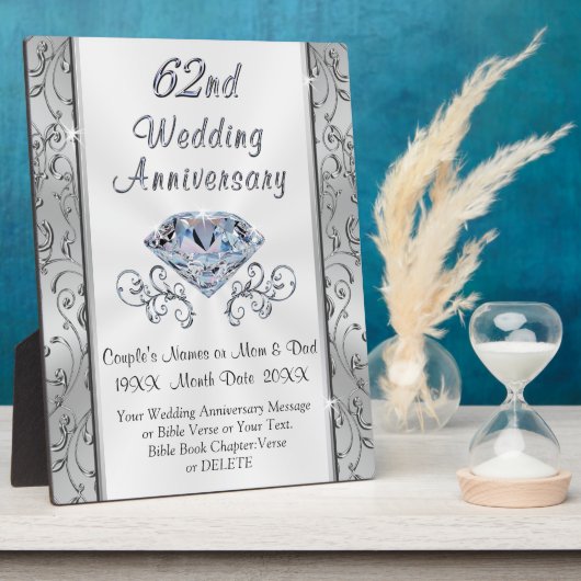 Geschenk zum 62. Hochzeitstag, Personalisiert Fotoplatte (Seite)