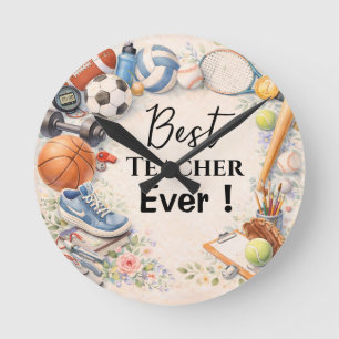 Geschenk zum Dank für den Sportlehrer am Ende des  Runde Wanduhr