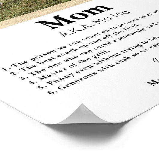 Geschenk zum Foto personalisierter Mutter Poster (Ecke)