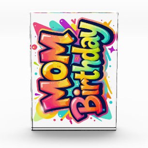 Geschenk zum Geburtstag der Mutter mit Regenbogen- Fotoblock