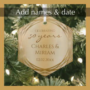 Geschenk zum goldenen Hochzeitstag mit Namen des P Ornament Aus Glas