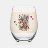 Geschenk zum lila Ehefrau in Blumenorange Weinglas Ohne Stiel (Rückseite)