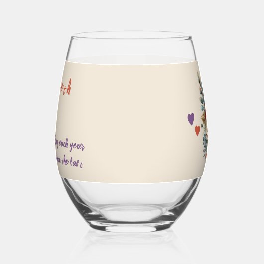 Geschenk zum lila Ehefrau in Blumenorange Weinglas Ohne Stiel (Links)