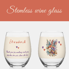 Geschenk zum lila Ehefrau in Blumenorange Weinglas Ohne Stiel