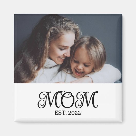 Geschenk zum Muttertag mit Foto 'Mom Established' Magnet (Vorne)