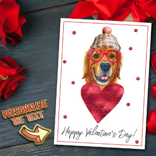 Geschenk zum Valentinstag für Golden Retriever-Hun Feiertagskarte