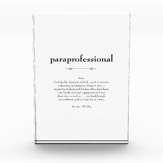 Geschenk zur Bewertung von Paraprofessional Defini Fotoblock (Vorderseite)