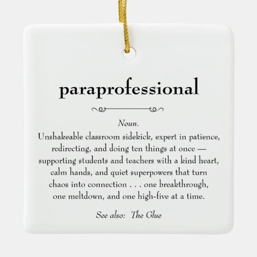 Geschenk zur Bewertung von Paraprofessional Defini Keramikornament (Vorderseite)