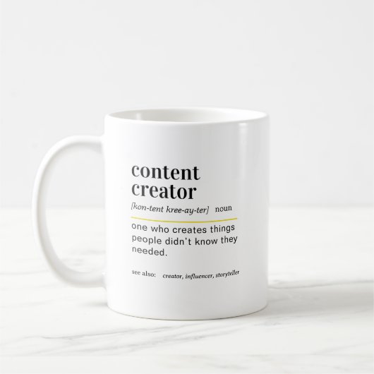 Geschenk zur Definition von Content Creator Kaffeetasse (Links)