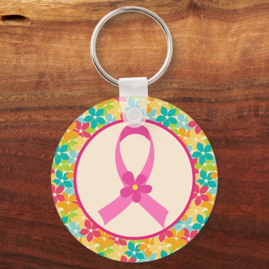 Geschenk zur Rosa Brustkrebs Schleife Schlüsselanhänger (Vorderseite)