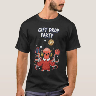 Geschenkabwurf-Party-DJ-Oktopus-Weihnachtstanz-T-S T-Shirt