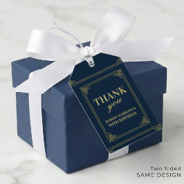 Geschenkanhänger Chic Navy Gold 80. Geburtstag Dan