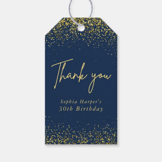 Geschenkanhänger Elegant Navy Blau und Gold Glitte (Vorderseite)