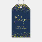 Geschenkanhänger Elegant Navy Blau und Gold Glitte (Rückseite)
