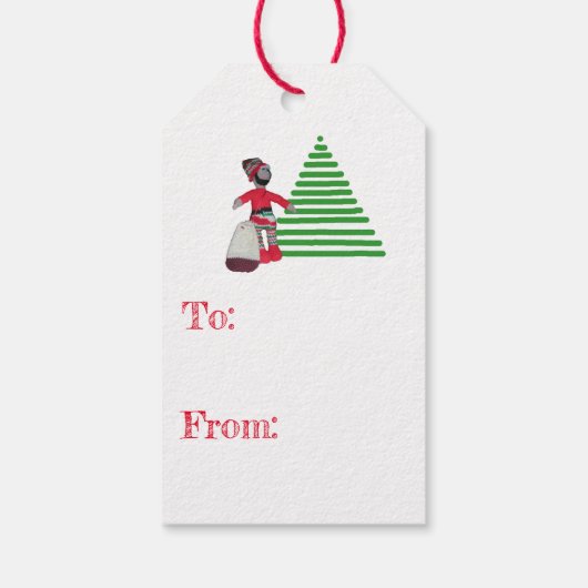 Geschenkanhänger - Elf und Baum (Rückseite)