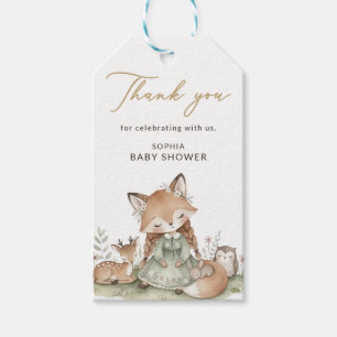 Geschenkanhänger für Baby Shower mit Wald-Fuchs-Mä