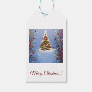 Geschenkanhänger geschmückter Weihnachtsbaum