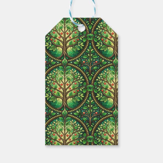 Geschenkanhänger mit einem üppigen, grünen Baum-Mu (Vorderseite)